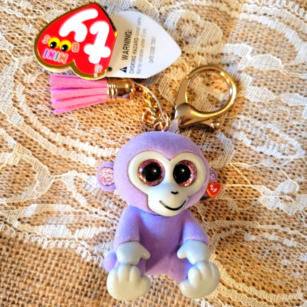 Ty mini boos collection grapes the monkey metal bag clip